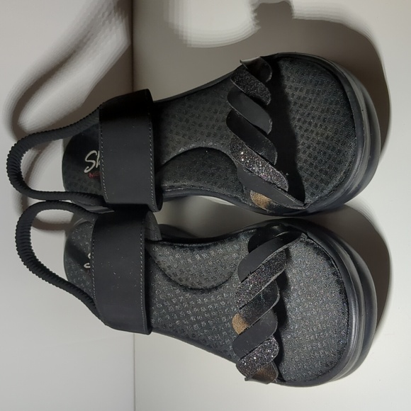 Skechers Black Sparkly Wedge Sandals - Picture 7 of 13